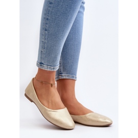 Leather Classic Ballerina Pumps Gold Stacee golden 2