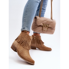 Zazoo 3430 Suede Women's Boots With Fringes, Beige 2 Zazoo 3430 Suede Women's Boots With Fringes, Beige 2