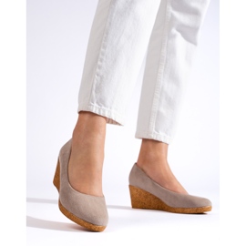 Dark beige wedge pumps 1