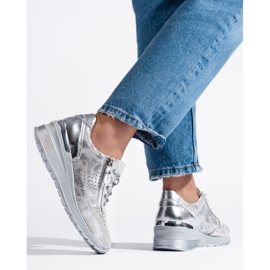 Silver leather wedge sneakers 2 Silver leather wedge sneakers 2