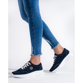 Navy blue leather sports shoes 2 Navy blue leather sports shoes 2