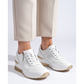 Leather wedge sneakers in white 2 Leather wedge sneakers in white 2