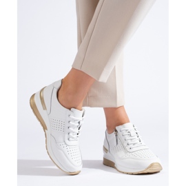 Leather wedge sneakers in white 1 Leather wedge sneakers in white 1