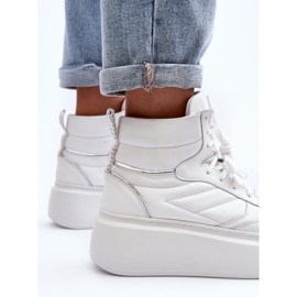 Zazoo 3392/X Women's Leather Sports Shoes on the Platform, White 10