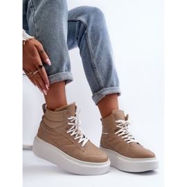 Zazoo 3392/X Women's Leather Sports Shoes on the Platform, Beige 1