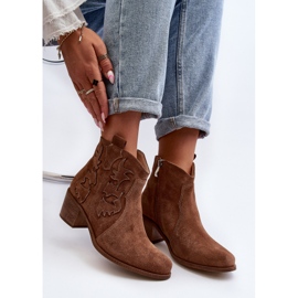 Zazoo 3426 Women's Suede Cowboy Boots, Brown 1