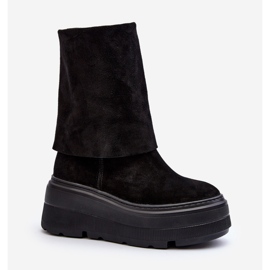 Zazoo 3410 Suede Women's Ankle Boots on a Massive Platform, Black 2