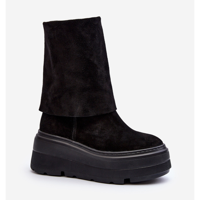 Zazoo 3410 Suede Women's Ankle Boots on a Massive Platform, Black 2