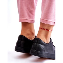 News Women's leather tied classic black sneakers 4