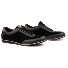 Olivier Men's leather shoes 7007KB black 2