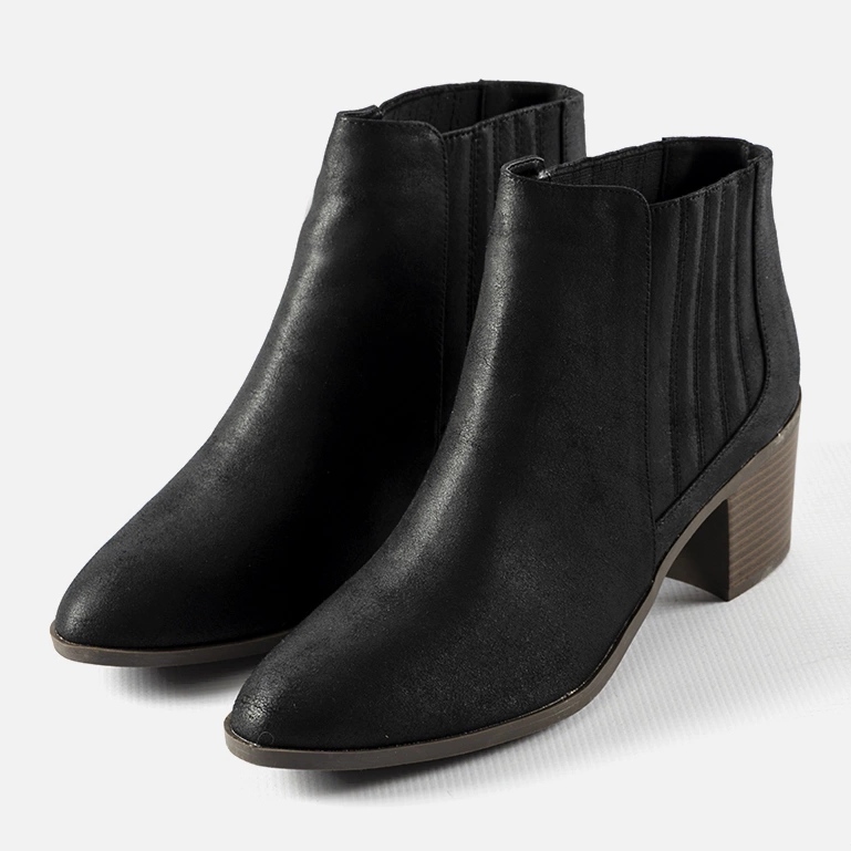 Pyramid black slip-on ankle boots 1