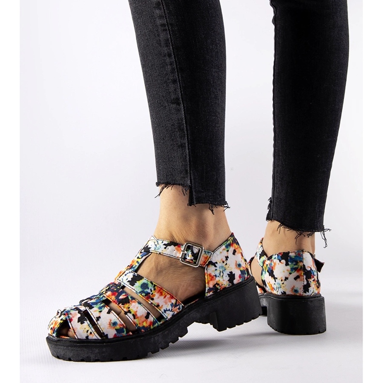 Black patterned massive Oaks sandals 1