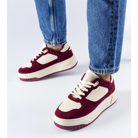 Burgundy and white Pomona platform sneakers red 1