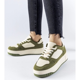 Green and white Pomona platform sneakers 1