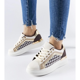 Briercliff brown and beige glitter sneakers 1