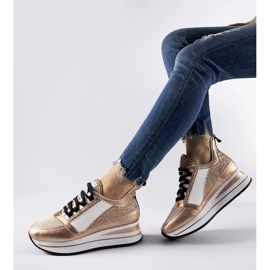 Gold glitter sneakers on the Marce platform golden 1