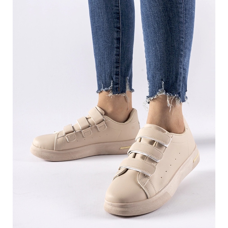 Beige sneakers with Velcro fastening from Paré 1