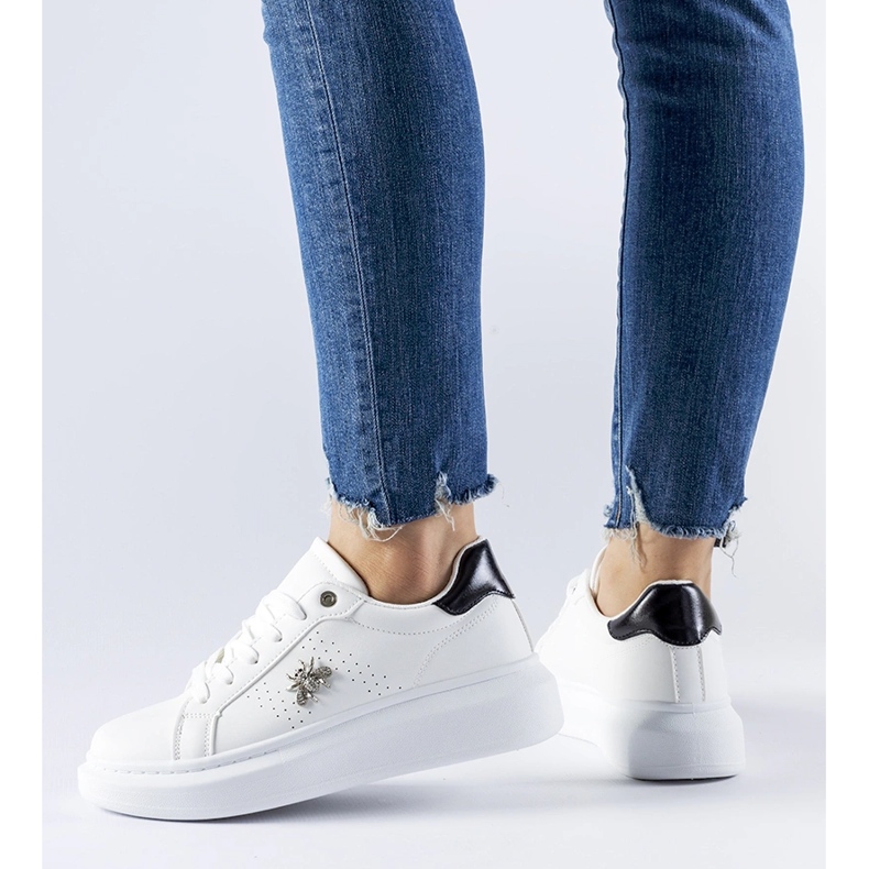 White sneakers with a zircon Fairfax application 1