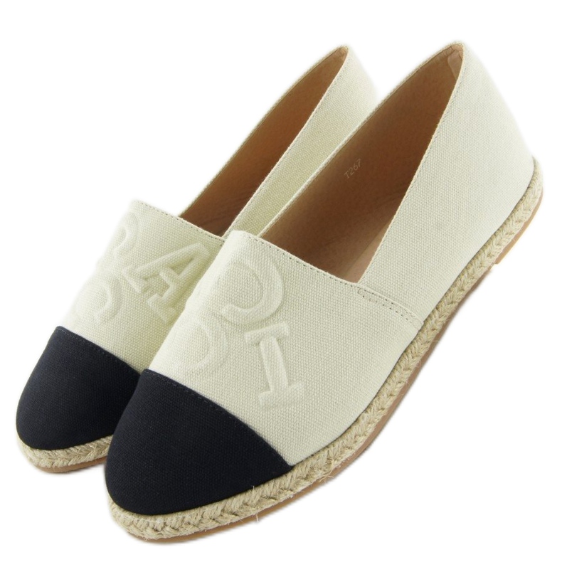 Esapdryle with embossed letters T267 Beige black brown 1