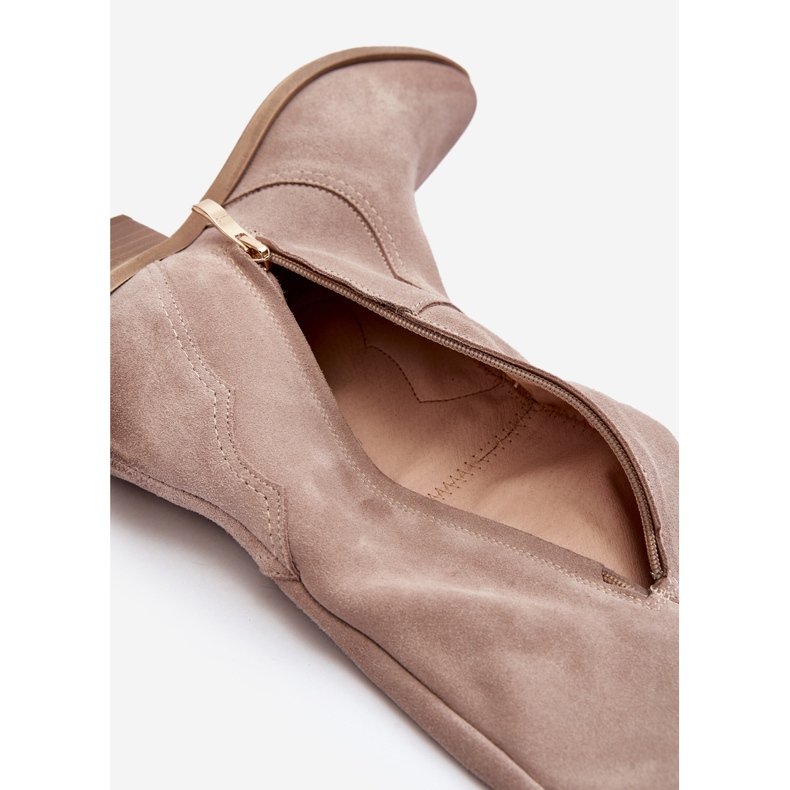 Zazoo 3427 Women's Suede Cappuccino Cowboy Boots beige 2