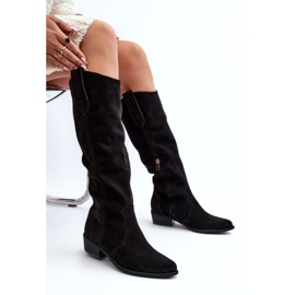 Zazoo 3427 Women's Suede Cowboy Boots Black 1 Zazoo 3427 Women's Suede Cowboy Boots Black 1