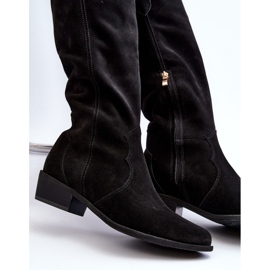 Zazoo 3427 Women's Suede Cowboy Boots Black 2