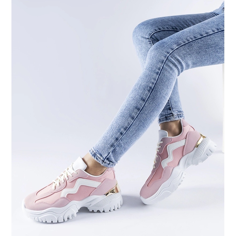 Pink sneakers with a massive Gironic sole 1