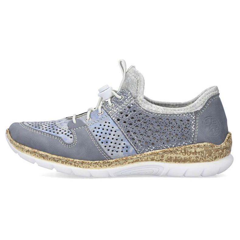 Openwork women's shoes blue Rieker N4255-12 2