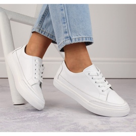 Women's leather sports shoes, white Sergio Leone SP016 1