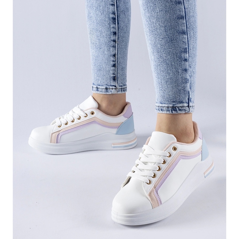 White and pink Mayfield platform sneakers 1