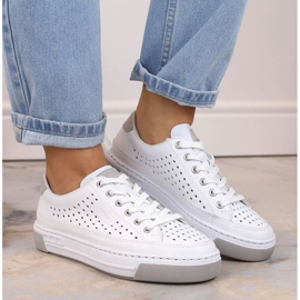 Rieker W RKR642 white openwork leather shoes 2