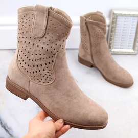 Suede boots by S.Barski W OLI243, beige 1