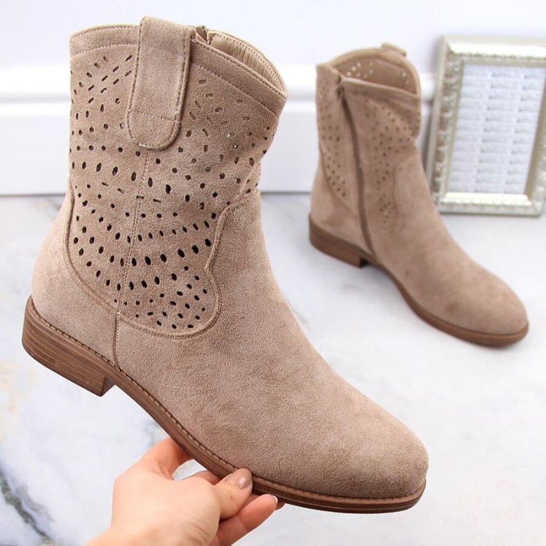 Suede boots by S.Barski W OLI243, beige 1