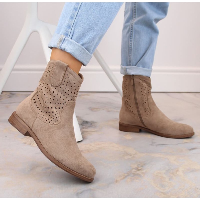 Suede boots by S.Barski W OLI243, beige 2