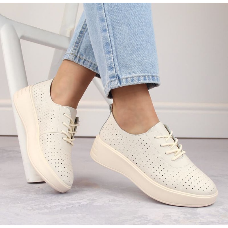 Sergio Leone W SK431 beige leather openwork shoes 2