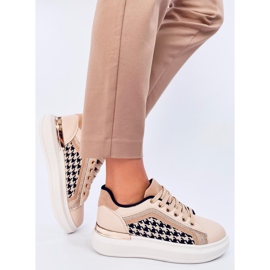 Volyne Beige women's houndstooth sneakers 1