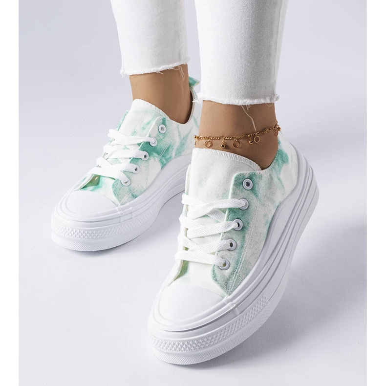 White and green platform sneakers from Rocheleau 1