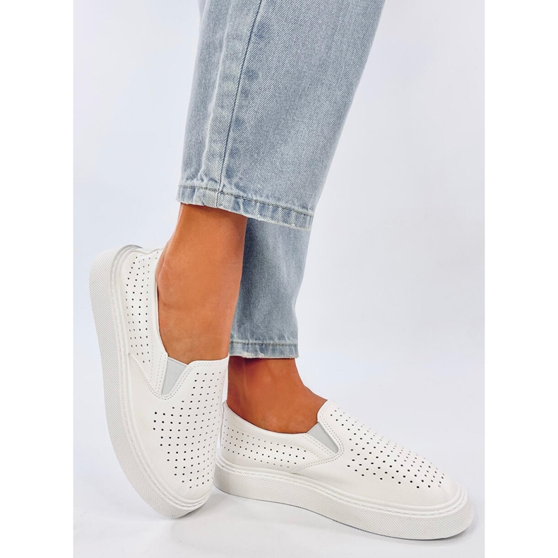 Towns White openwork slip-on sneakers 1