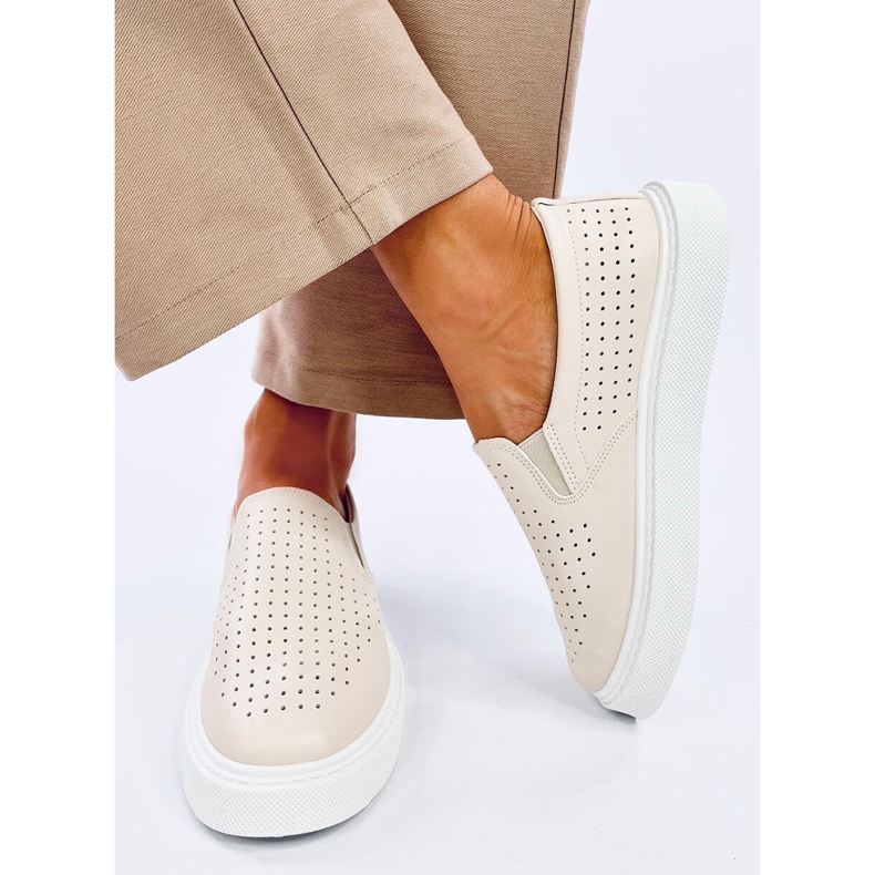 Towns Beige openwork slip-on sneakers 1