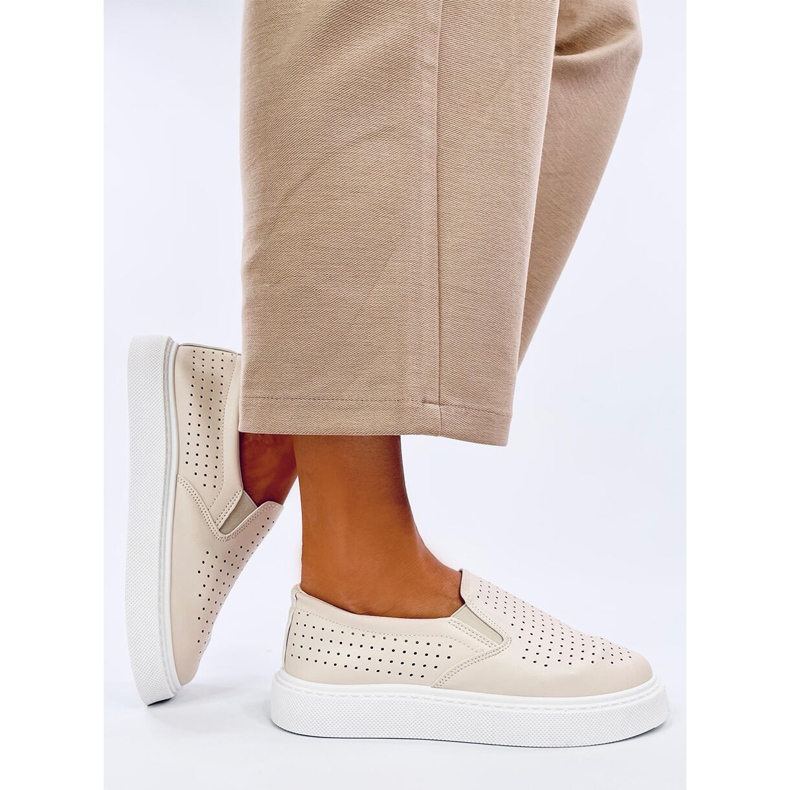 Towns Beige openwork slip-on sneakers 2