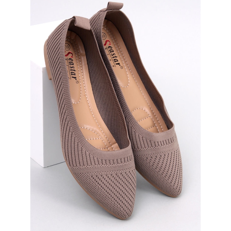 Kayla Khaki woven ballet flats beige 1