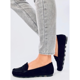 Anaya Black suede loafers for women 2
