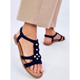 Ashes Black boho string sandals 2