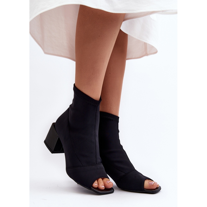 Zazoo 2876 Women's High Heel Boots With Open Toes, Black 1