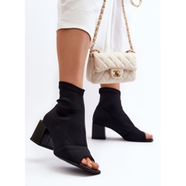 Zazoo 2876 Women's High Heel Boots With Open Toes, Black 2