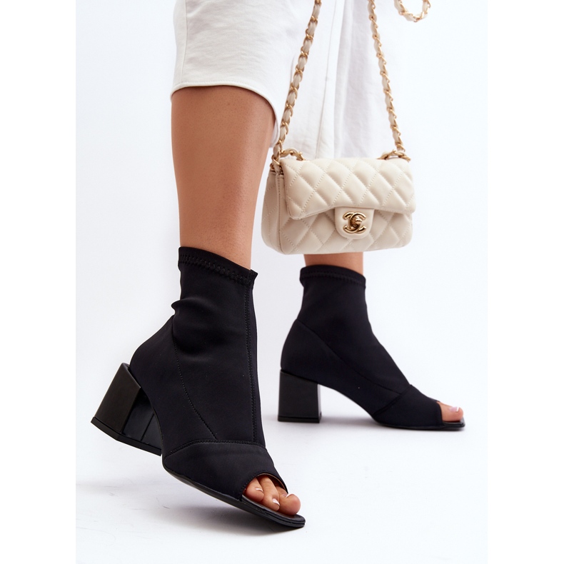 Zazoo 2876 Women's High Heel Boots With Open Toes, Black 2