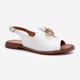 Zazoo 2898 Leather Flat Sandals White 1