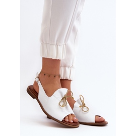 Zazoo 2898 Leather Flat Sandals White 2