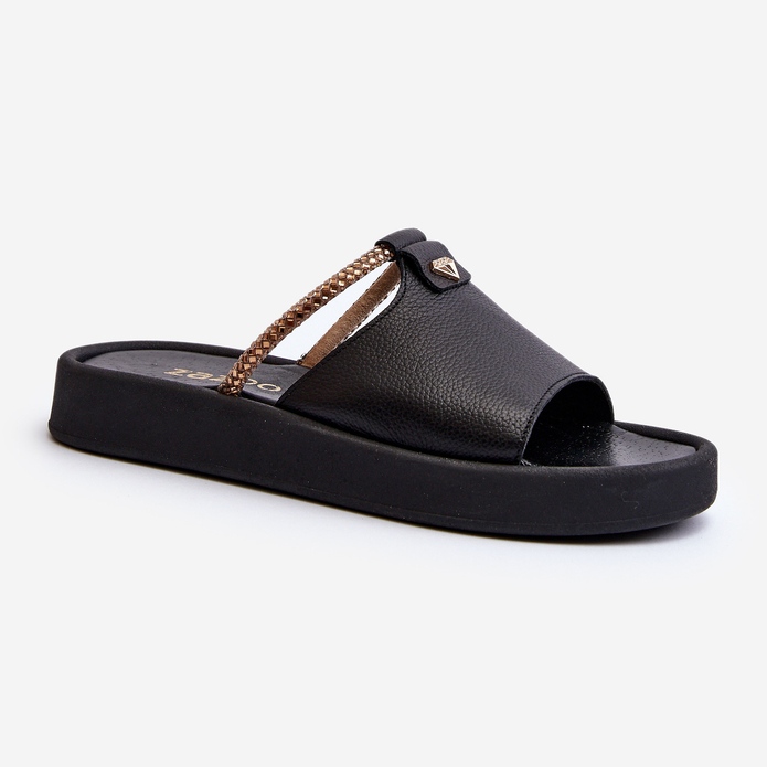 Zazoo 2896 Women's Leather Flip-Flops, Black 1 Zazoo 2896 Women's Leather Flip-Flops, Black 1