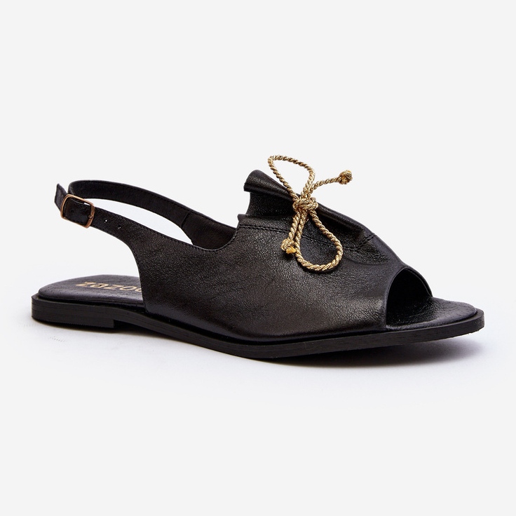 Zazoo 2898 Leather Flat Sandals Black 1